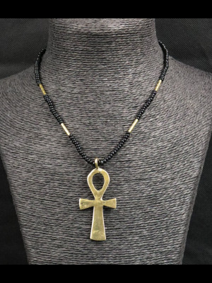 Collier croix de vie en laiton