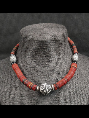 Collier perles en terre cuite et koffi