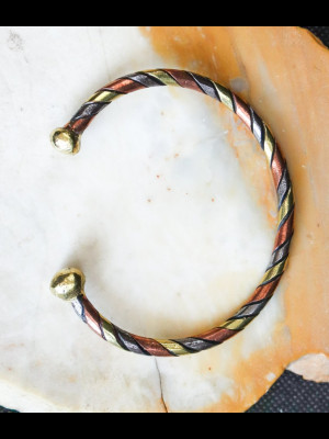 Bracelet en laiton, cuivre et métal argenté