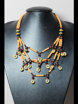 Collier perles koffi et verre