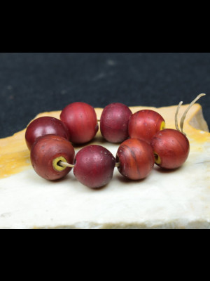 8 perles de troc en verre  'Cornaline d'Alep"