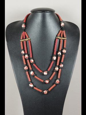 Collier rondelles de koffi et perles en pâte de verre