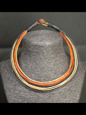 Collier 10 fils de cuir
