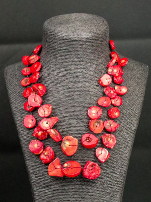 Collier double rang de perles en corail de bambou