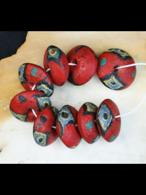9 perles en verre du Ghana