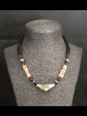 Collier perles en laiton et en terre cuite dite "de Djenné"