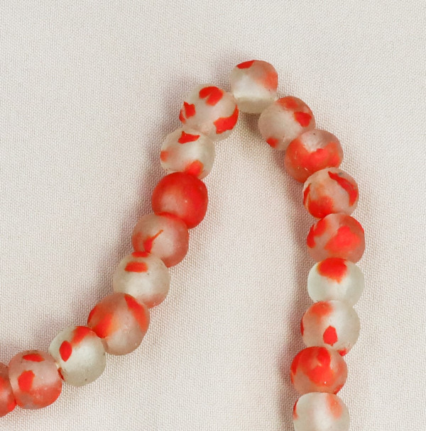 Collier Perles Verre Recyclé Ghana Krobo Orange/marron - 28cm, Occasion Ethnique